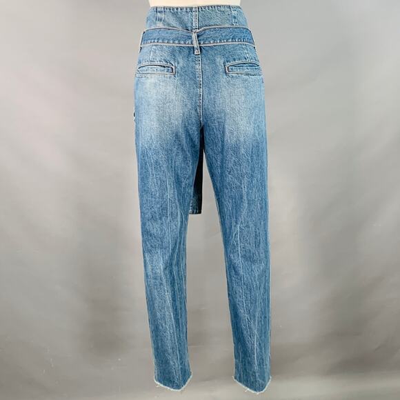 DL1961 Size 26 Blue Cotton Denim High Waisted Pleated Belted Jeans - Picture 2 of 5